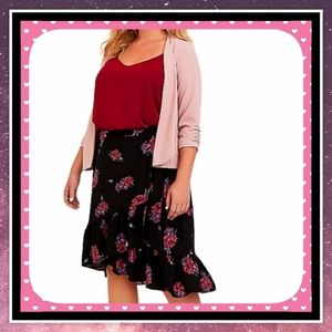 TORRID ☆ BLACK ☆ FLORAL HI~LOW SAMBA SKIRT ☆ 5x